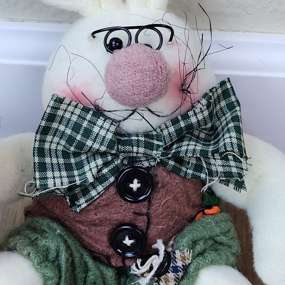 🎵Rustic Posable Shelf Sitter Bunny & Carrot - Picture 8 of 12